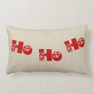 Ho Ho Ho Christmas Lumbar Burlap Pillow