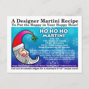Ho Ho Ho Christmas Martini Recipe Postcard