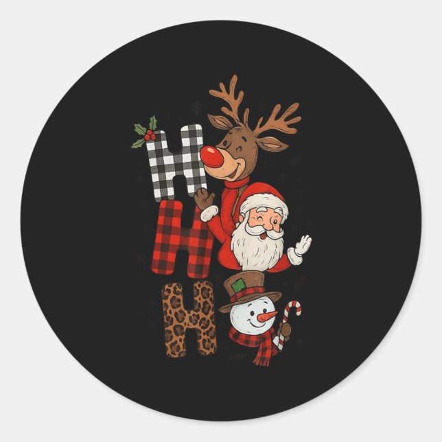 Ho Ho Ho Christmas Pajama For Kids Men Women Xmas  Classic Round Sticker (Front)