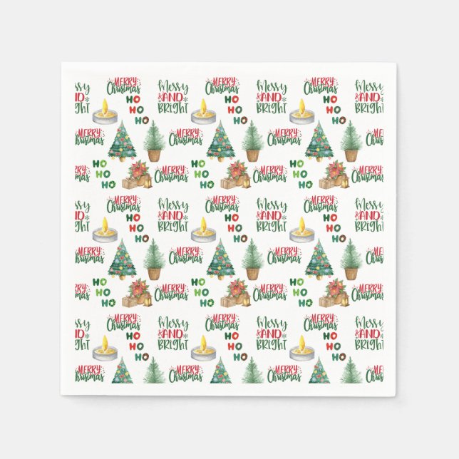 HO HO HO Christmas paper napkins for party (Front)