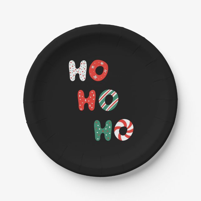 Ho Ho Ho Christmas Paper Plates (Front)