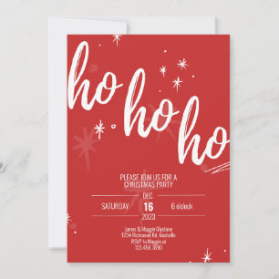 Ho Ho Ho Christmas Party Invitation Modern Red