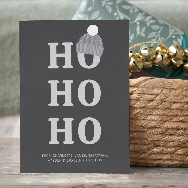 Ho Ho Ho Christmas Personalised Holiday Card (Ho Ho Ho Christmas Personalized Holiday Card by Ricaso. Cute woollen bobble hat on a Ho Ho Ho card)