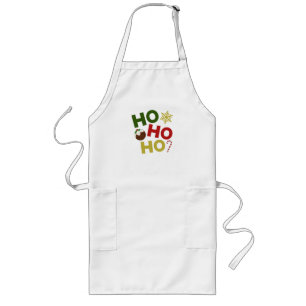 HO HO HO+Christmas Pudding, Candy, Snowflake Long Apron