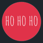 Ho Ho Ho Christmas | Red Cosy Holiday Santa Claus Classic Round Sticker<br><div class="desc">Celebrate the holiday season with this cheerful round Christmas sticker featuring “Ho Ho Ho” in a playful handwritten font on a vibrant red background. Perfect for decorating gifts, sealing envelopes, personalising holiday cards, scrapbooks, planners, or party favours. This versatile sticker adds a cosy and festive touch to any holiday celebration...</div>