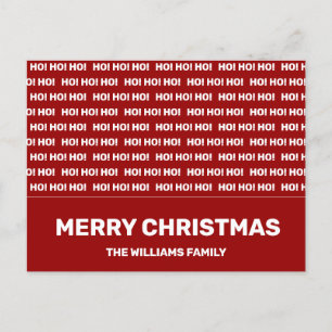 Ho Ho Ho Christmas Red White Typography Minimal Ho Holiday Postcard