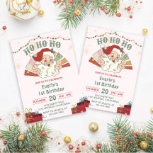 Ho Ho Ho Christmas Santa 1st Birthday Party