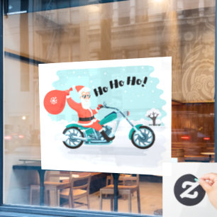 Ho Ho Ho Christmas Santa Biker  Window Cling