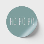 Ho Ho Ho Christmas Santa. Blue Grey Winter Holiday Classic Round Sticker<br><div class="desc">Add a sleek winter touch to your holiday projects with this cute round Christmas sticker featuring “Ho Ho Ho” in a playful handwritten font set against a muted blue grey background. The cool grey tone creates a crisp, modern feel that balances festive cheer with understated style. Ideal for sealing Christmas...</div>