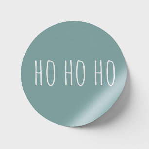 Ho Ho Ho Christmas Santa. Blue Grey Winter Holiday Classic Round Sticker