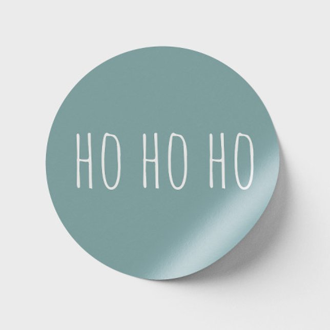 Ho Ho Ho Christmas Santa. Blue Grey Winter Holiday Classic Round Sticker (Creator Uploaded)