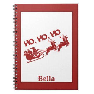 HO.HO.HO Christmas Santa Sleigh With Reindeer Notebook