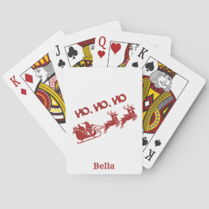 HO HO HO Christmas Santa Sleigh With Reindeer  Playing Cards