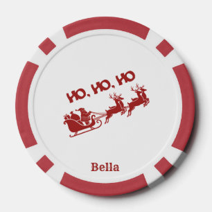 HO HO HO Christmas Santa Sleigh With Reindeer  Poker Chips