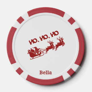 HO HO HO Christmas Santa Sleigh With Reindeer Poker Chips