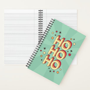 Ho ho ho christmas seasonal text and stars notebook