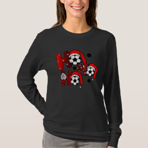 Ho Ho Ho Christmas Soccer Ball Santa Hat Funny Spo T-Shirt