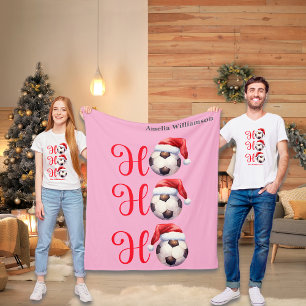 Ho Ho Ho Christmas Soccer / Football Fleece Blanket
