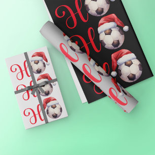 Ho Ho Ho Christmas Soccer / Football Wrapping Paper Sheet