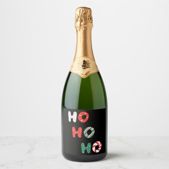 Ho Ho Ho Christmas Sparkling Wine Label (Front)