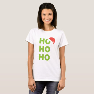 Ho Ho Ho Christmas T-Shirt Typography Santa Cap