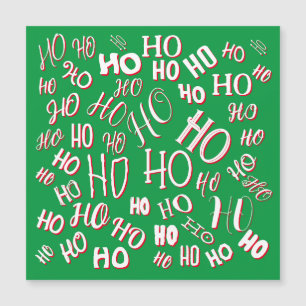 HO HO HO Christmas text pattern white green red