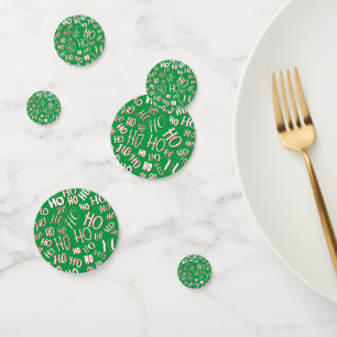 HO HO HO Christmas text pattern white green red Confetti