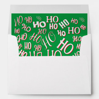 HO HO HO Christmas text pattern white green red Envelope