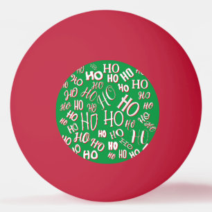 HO HO HO Christmas text pattern white green red Ping Pong Ball