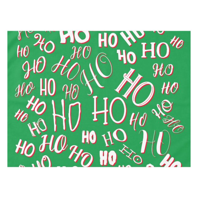 HO HO HO Christmas text pattern white green red Tablecloth (Front (Horizontal))