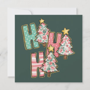 Ho Ho Ho Christmas Tree Merry Trees Coquette Holiday Card