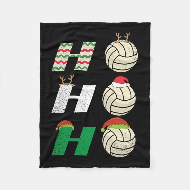 Ho Ho Ho - Christmas Volleyball Team Player Enthus Fleece Blanket (Front)