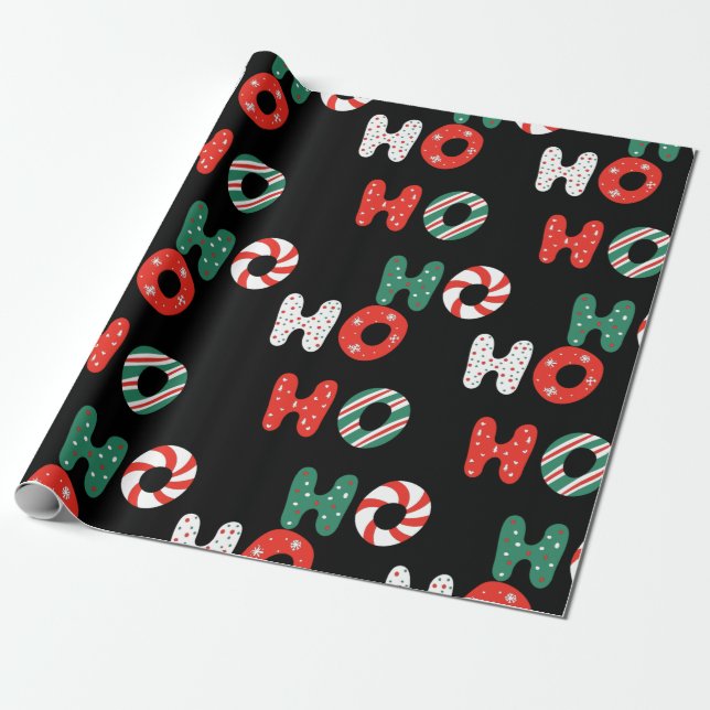 Ho Ho Ho Christmas Wrapping Paper (Unrolled)