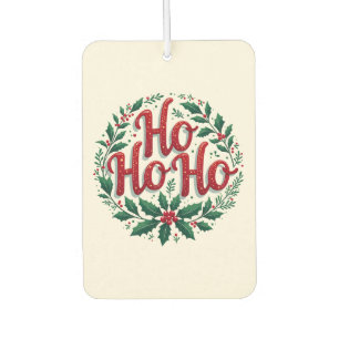 Ho Ho Ho Christmas Wreath Typography Design Car Air Freshener