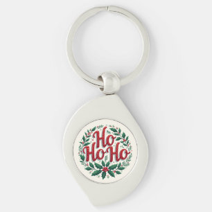 Ho Ho Ho Christmas Wreath Typography Design Key Ring