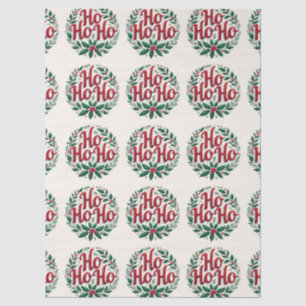 Ho Ho Ho Christmas Wreath Typography Design Tissue Paper