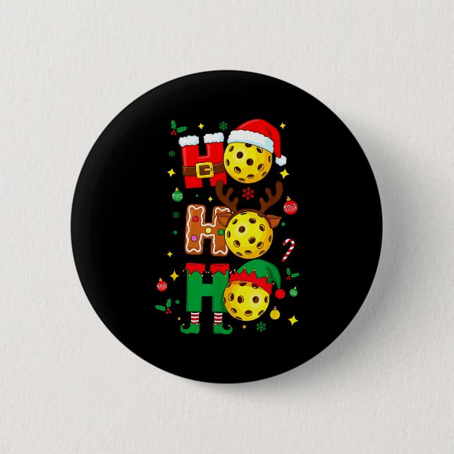 Ho Ho Ho Ckleball Christmas, Funny Paddle Players  6 Cm Round Badge (Front)