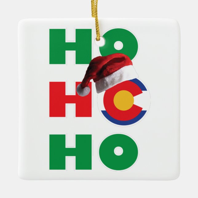 Ho Ho Ho Colorado Ceramic Ornament (Front)