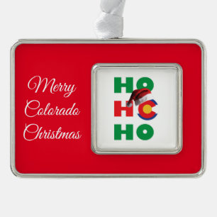 Ho Ho Ho Colorado Silver Plated Framed Ornament