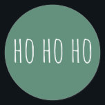 Ho Ho Ho Cute Christmas. Green Holiday Santa Cheer Classic Round Sticker<br><div class="desc">Bring timeless Christmas spirit to your holiday season with this cute round sticker featuring the phrase “Ho Ho Ho” in a playful handwritten font on a green background. Perfect for sealing greeting cards, dressing up gift wrap, decorating party favours, or adding festive flair to planners and scrapbooks. The green colour...</div>