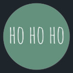Ho Ho Ho Cute Christmas. Green Holiday Santa Cheer Classic Round Sticker<br><div class="desc">Bring timeless Christmas spirit to your holiday season with this cute round sticker featuring the phrase “Ho Ho Ho” in a playful handwritten font on a green background. Perfect for sealing greeting cards, dressing up gift wrap, decorating party favours, or adding festive flair to planners and scrapbooks. The green colour...</div>