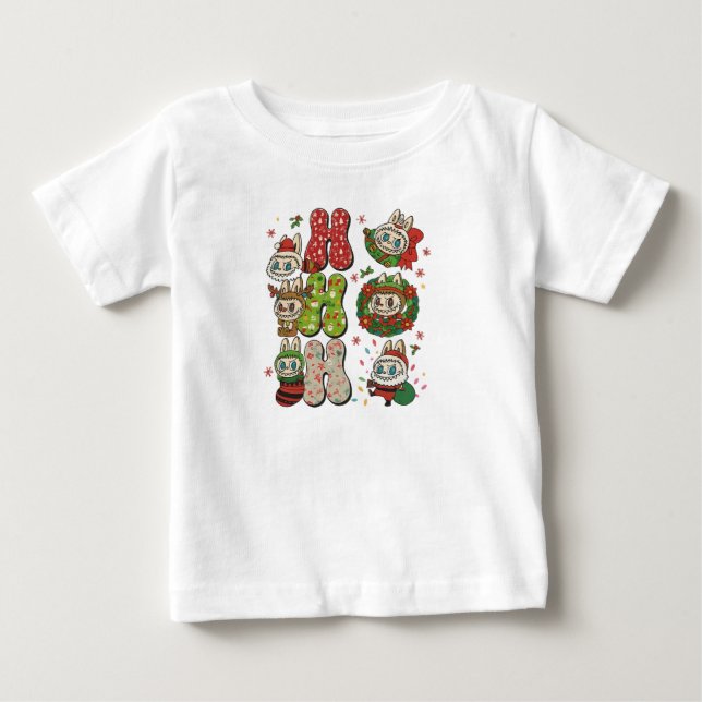 Ho Ho Ho Cute Christmas Monster Characters Tee (Front)