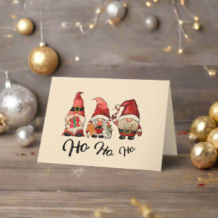 Ho Ho Ho ! Cute Gnomes Christmas Wishes  Holiday Card