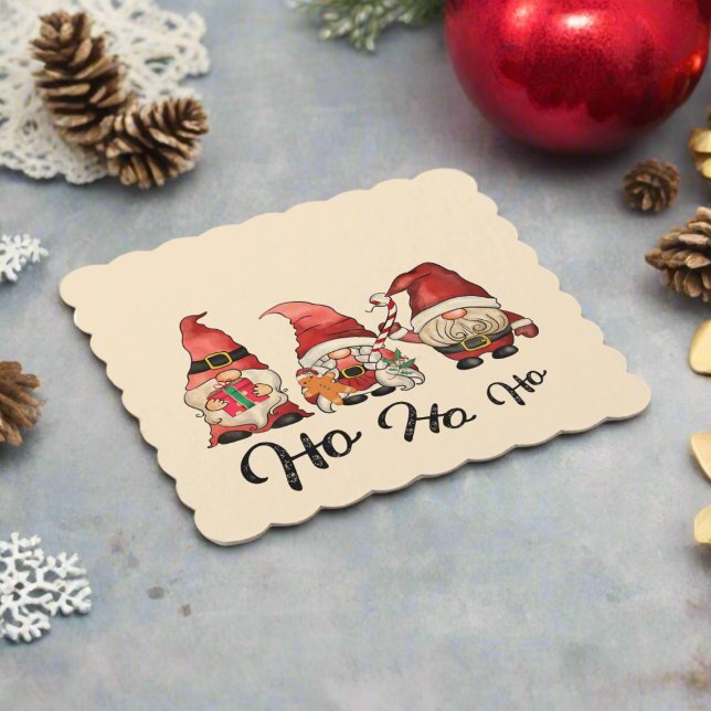 Ho Ho Ho ! Cute Nordic Gnomes Christmas  Paper Coaster (Creator Uploaded)