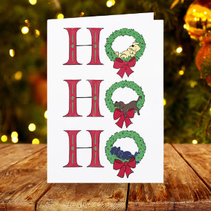 Ho Ho Ho Cute Puppy Wreath Holiday Card