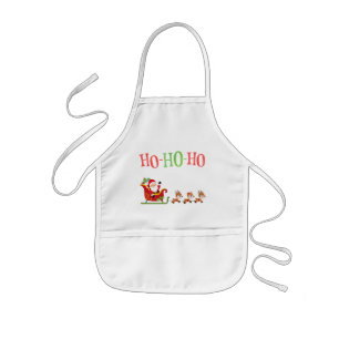 Ho Ho Ho   Cute Santa and Reindeer Christmas Kids Apron