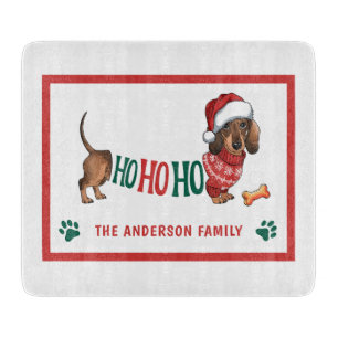 HO-HO-HO DACHSHUND CHRISTMAS CUTTING BOARD