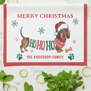 HO-HO-HO DACHSHUND CHRISTMAS TEA TOWEL
