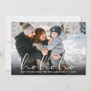 Ho Ho Ho Elegant Script Photo Christmas Holiday Card