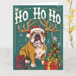 Ho Ho Ho English Bulldog Christmas Card